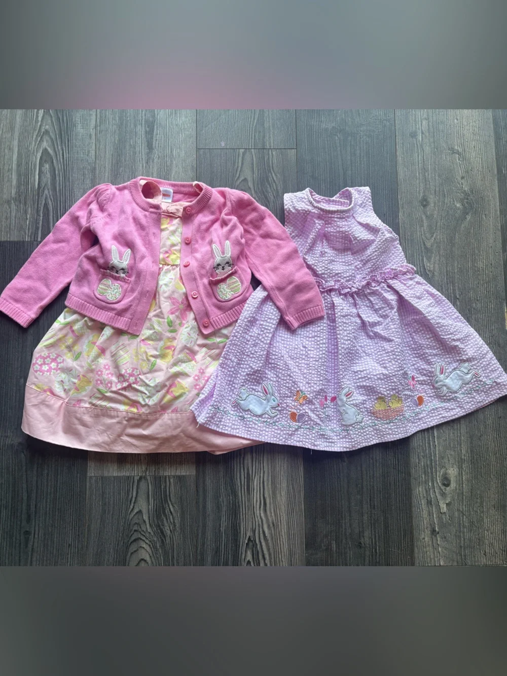 Gymboree Pink and Lilac Easter Bunny Dresses